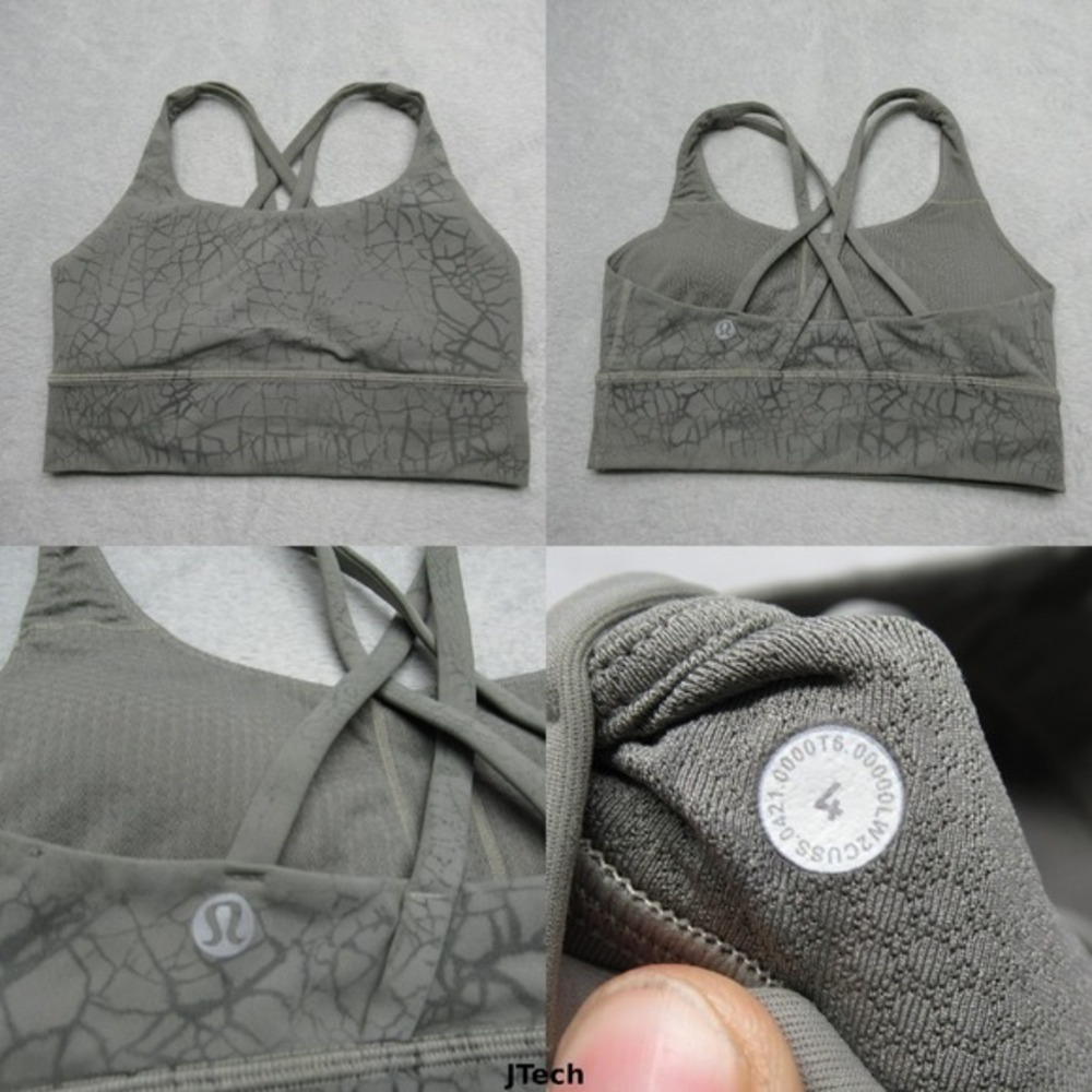 Lululemon Sports Bra Womens 4 Gray Light Support Criss Cross Back Long‎ Padded